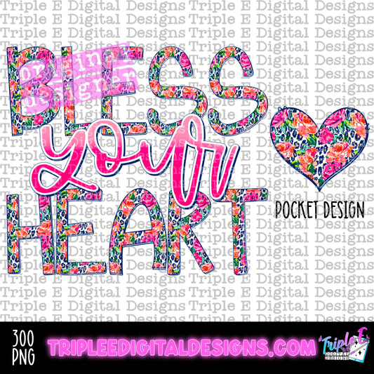 Bless Your Heart Leopard Floral PNG