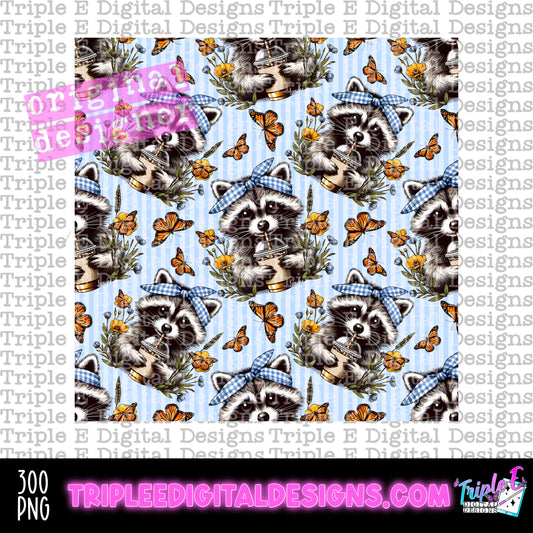 Racoon Seamless PNG Design