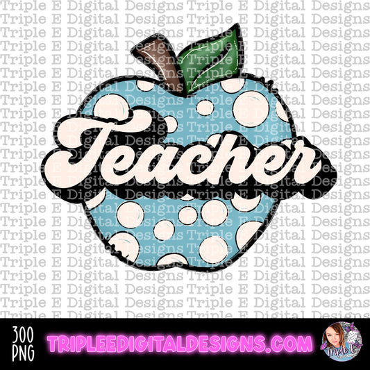 Teacher Polka Dot Apple PNG